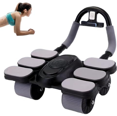Entrenamiento con rodillo de ejercicio con rueda abdominal: dispositivo para músculos abdominales, rodillo central de cuerpo completo | Construcción ergonómica de acero inoxidable ABS, desarrollo de f