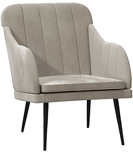 Kaorsrow Poltrona relax grigio chiaro velluto 63 x 76 x 80 cm, imbottita con struttura in metallo, comoda poltrona per TV Living Room Bedroom balcone