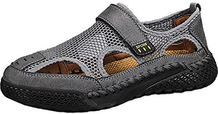YOSUWOAI Sandales de trekking fermées à l'avant pour homme - Sandales de randonnée confortables - Marron - Chaussures d'été orthopédiques - Sandales de trekking pieds nus - Sandales de sport