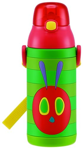 Skater SSPV4 Stainless Steel Children's Water Bottle, 12.8 fl oz (380 ml), Straw Drinking, 3D, Harapeko Caterpillar