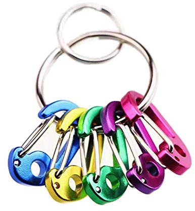 ABCOOL Pack of 5 Micro Keychain Clips, Mini Aluminum Durable Quick Release Automatic Locking D Shape Spring Loaded Wire Clip