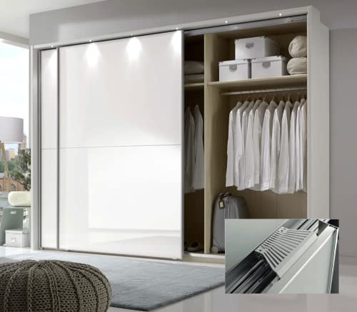 EVOTRADE Kit Sistema Scorrevole per Armadi con Porte Appese. Per 2, 3, 4 Ante - Profilo Binario 3 Metri - Chiusura Soft Ammortizzata (2 Ante, Carrelli Nichelati)