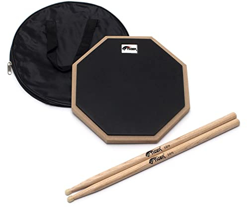 TIGER Pad Entraînement Batterie 25,4cm avec Baguettes 5B