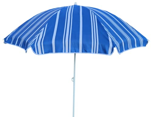 Sonnenschirm blau weiß gestreift UV-Schutz 30+ Schirm Strandschirm Ø 150 cm