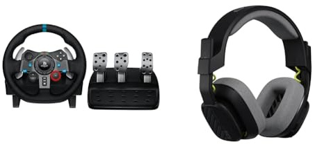 Logitech G29 Driving Force Gaming racingratt, dubbelmotoråterkoppling, 900 ° räckvidd - Svart & ASTRO A10 Gaming Headset Gen 2, headset med kabel - Over-ear gaming headset med mikrofon - Svart