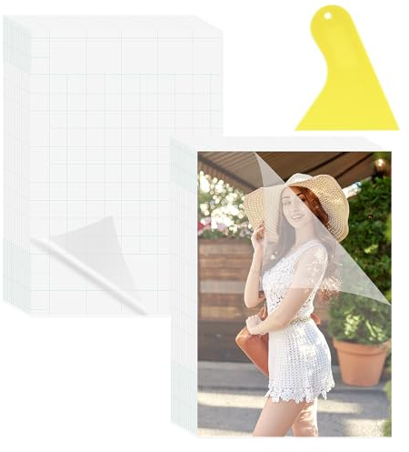 Dimeho 50-pack självtätande lamineringsark 4 x 6 ingen maskin självhäftande klart laminatark ingen värme transparent glans finish vattentät lamineringsark för visitkort fotoklistermärken