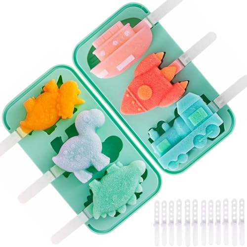Eis am Stiel Formen Silikon, 2 Stück Eisformen mit 12 Sticks, Ice Lolly Mold Popsicle Set für Kinder und Erwachsene BPA Frei