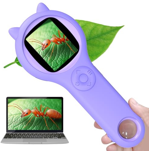 Kids Microscope Handheld Digital Microscope for Kids - 500X Portable Mini Pocket Magnifying Glass with Photo & Video Function, 2 IPS Screen,200w Pixel, for Aged 3 4 5 6 7 8 9 10