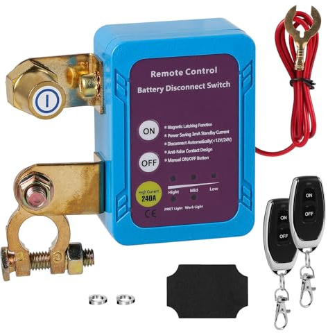 CPROSP Desconectador de Bateria Coche 12V 240A con 2 Telecontrol, Interruptor de Desconexión de Batería Remota, para ATV, Barco, Automóviles, RV, Camión