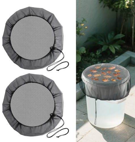 ZXNJA Red para barriles de lluvia, 2 unidades, 95 cm, red con goma elástica, red para barril de lluvia, mosquitos, protección contra hojas e insectos