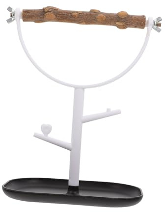 Milisten Soporte de Entrenamiento para con Bandeja Juguete de Madera Natural para Aves Percha Estable para Mesa para Mordisquear y Ejercitar Pájaros Interiores