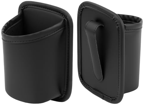 Dengthrive Getränkehalter Auto: 2 Stück PU-Leder Clip-On Becherhalter Auto Türen und Rücksitze Universelle Multifunktionale Aufbewahrungsbox Schwarz