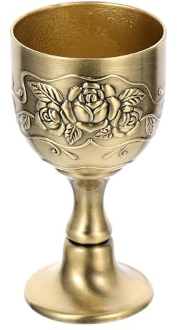 DOITOOL Copa De Licor Creativa 25 Ml Pequeña Copa De Vino Vintage Aleación De Zinc Relieve Retro Para Obsequio y Decoración De Mesa En Hogar y Fiestas