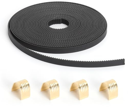 GZRXIOUS Cinghia Dentata GT2 da 5 M, Larghezza 6 mm, Cinghia Dentata Aperta GT2 con 4 Boccole In Rame per Anycubic Kobra 2, Creality Ender 3, Serie CR-10, Stampante 3D Ender 3 V2 - Nero
