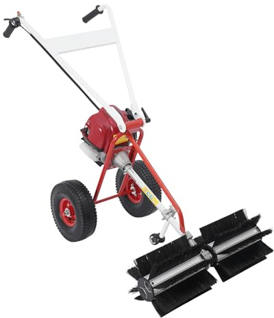 LENDISIY sopmaskin, bensin, 4-takts motorkvast, sopkvast, bensinmotor, kvast, snöröjare med skyddsglasögon, 60 cm borstbredd för rengöring av konstgjorda gräsytor, vägar