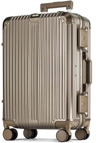 POSH Groß Koffer XL - Hartschale Polycarbonat mit Aluminium Rahmen - 105L Großes Aufgabegepäck ohne Reißverschluss - 80cm Trolley 3-Punkt-Verschluss System & Kofferschutzhülle