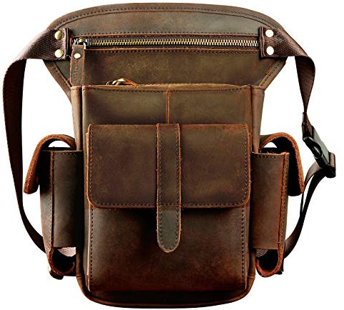 Le'aokuu Hombres de Moda Bolso al Aire Libre Cinturón Bolso de la Cintura Paquete de la Cintura de Fanny Bolso de la Pierna de la Gota Bolso del Mensajero del Zurriago 913-5
