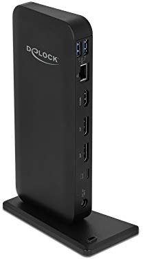 DeLock USB C Dockingstation Multidisplays 4K - HDMI/DP 1.4 / USB 3.2 / GigaLAN/Headset/PD 3.0-85 Watt, 87746, schwarz