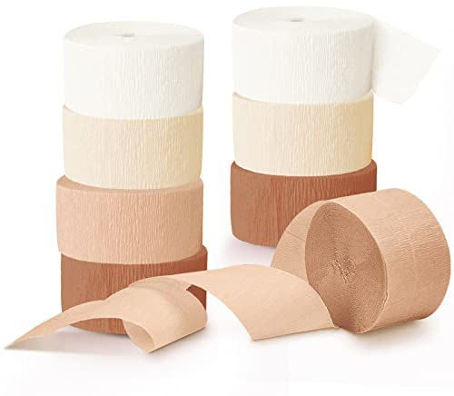 NICROHOME 8 Rollen elfenbeinfarbenrosa Krepppapier Luftschlangen für Hochzeitsdeko Vintage, Brautparty, Polterabend, Geburtstag, Geburtstagsdeko, Wedding Decoration