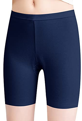 L&K-II Mallas niña Culotte Corto Ciclista de algodón Culotte Verano Uni Color Azul Oscuro 146/152