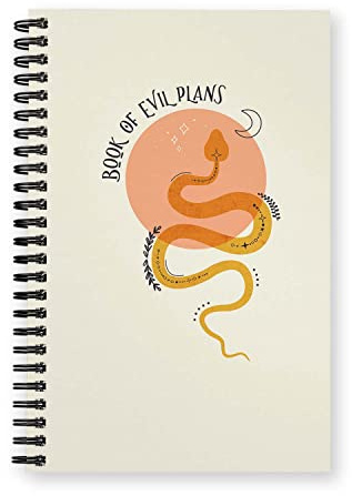 Gotcha Covered Notebooks Book Of Evil Plans Spiral Notebook / 5.5 x 8.5 Journal / 120 Wide Ruled Pages/Durable Gloss Laminated Softcover/Black Wire-o Spiral Binding/Made in the USA