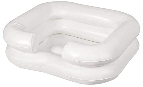 DMI Portable Inflatable Shampoo Bowl for Bedside and in Bed Hair Washing, Hair Cuts and Hair Coloring for The Elderly, Disabled, Bedridden and Handicapped, White