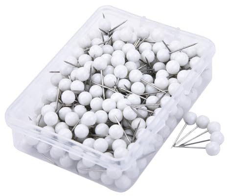 Lot de 300 punaises à tête Ronde de 5 mm - Petite Taille - pour décoration de Cartes - Blanc
