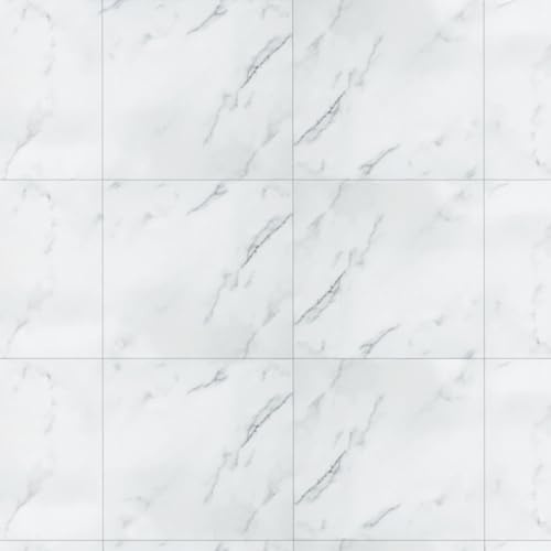 YAYODS 40 Pack Self Adhesive Vinyl Floor Tiles, 30x30cm Waterproof White and Black Marble Effect, Peel and Stick for Kitchen Bathroom Living Room