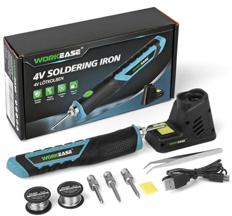 Lötkolben 2000mAh Batterie Max. 450°C-25 Sek. Aufheizzeit - Inkl. Halter mit Schwamm, Lötzinn und Spitzen