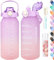 AOPREL Trinkflasche 2l, Wasserflasche mit Strohhalm & Früchtebehälter, Trinkflasche Sport Kohlensäure Geeignet, BPA Frei Auslaufsicher Sportflasche mit Zeitmarkierung für Fitness, Yoga und Outdoor