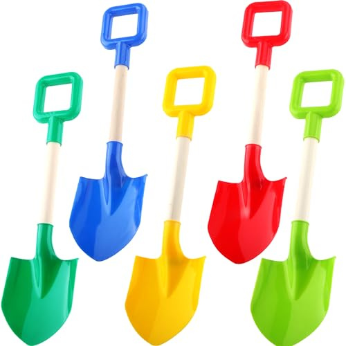 Cagemoga 5 Pack 16 Inch Kids Beach Shovels Sand Shovels Gardening Shovel Plastic Snow Shovels Tools for Backyard Garden Shoveling Soil Beach Digging Sand Snow Sandbox, 5 Colors