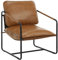WOLTU Loungesessel, Mittelalter Vintage Stil, modern, bequem, mit Metallrahmen Kunstleder-Bezug, Kratzfest und wasserabweisend, für Wohnzimmer Schlafzimmer Balkon, Hellbraun