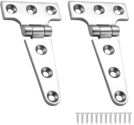 Lot de 2 charnières en T robustes en acier inoxydable 316 pour bateau, 10,2 x 5,5 cm, charnières robustes pour porte d'armoire avec vis