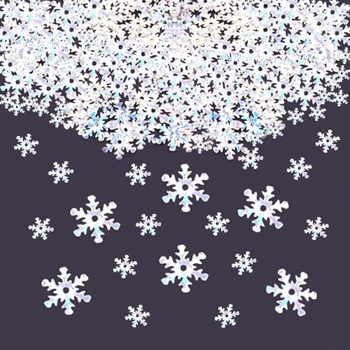 ParPix 1500 Stück Schneeflocken Deko Konfetti, Glitzer Weihnachts Tischdeko, Klein Streudeko Weihnachten Winterdeko, Schneeflocke Weihnachten Deko für Hochzeit, Geburtstag, Neujahr(Laser Silber)