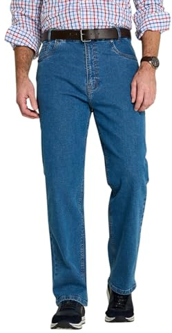 Pegasus Men's Jeans with Belt, 5-Pocket Stretch Denim Jean with Hidden Stretch Waist Light Blue 44W / 27L