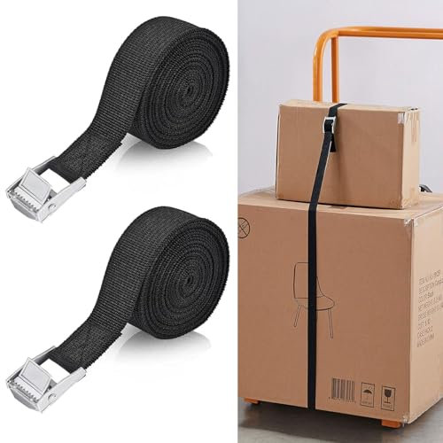 4 Pcs Tie Down Straps, Heavy Duty Tensioning Belts, 2M Adjustable Cargo Straps Ratchet Straps for Motorcycle, Cargo, Trucks, Trailer, Luggage, 250kg Loading Capacity, Quick Release