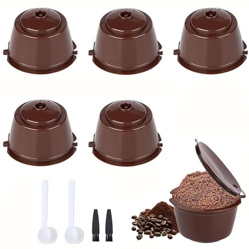6 stycken återanvändbara kaffekapslar, återanvändbara kaffekapslar, påfyllningsbara kaffekapslar, med sked och borste, filterkapslar kaffefilter