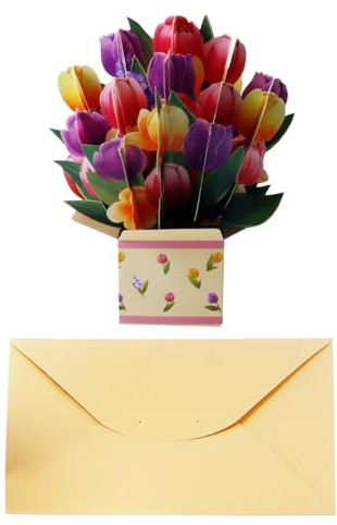Orivin Pop Up-kort med tulpanblommor, krya på dig-kort, 3D-popup-födelsedagskort, gratulationskort.