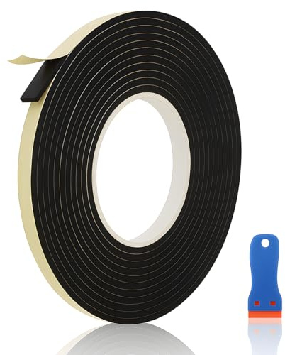 Lunpoem - Cinta de sellado para placa de cocción, vitrocerámica, 5 m x 10 mm x 3 mm, con raspador incluido, junta térmica para cocina inducción, estanqueidad resistente al calor