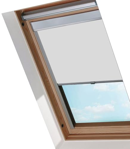 Peviasot Verdunklungsrollo, Fensterrollo mit S08 (97,3 * 116 cm), Dachfenster Rollo mit Bohren, Wärmedämmung und Beschattung, Anti-Spionage und Feuchtigkeitsbeständig, Aluminium-Rahmen, Grau