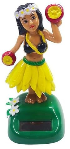Cldaisy Yellow Solar Powered Hula Dancing Girl Figures Decoration Swinging Hawaiian Girl Doll Car Dashboard Ornaments for Car Interior Home Party Decor