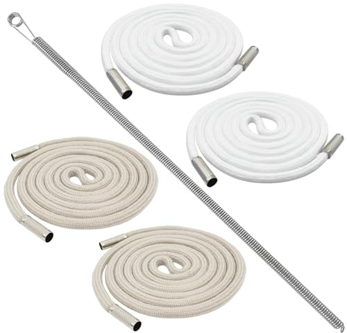 4 unidades de cordón para sudadera y pantalón de chándal – 140 cm, cordón de algodón con extremos metálicos, cordón de resorte – cinta para sudadera con capucha, cordón para pantalón (2 gris + 2