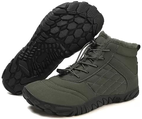 Peak Footwear Frost Flow – Non-Slip, Waterproof, and Orthopedic Winter Barefoot Shoes for Men and Women | Ultra-Thin Sole, Wide Toe Box, and Flexible Design for Natural Comfort, Warmth, and Healthy Foot Posture (Green, US Footwear Size System, Adult, Women, Numeric, Wide, 14)