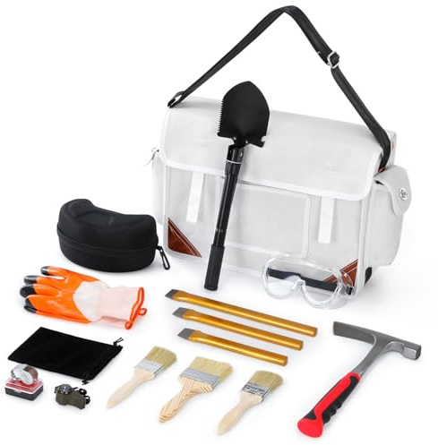 WISEPRO 15 PCS Geology Rock Pick Hammer Kit, Rock Hounding Equipment Set with 21oz Steel Rock Hammer, 3 PCS Digging Chisels, Safety Glasses, Gold Mining & Prospecting Tool