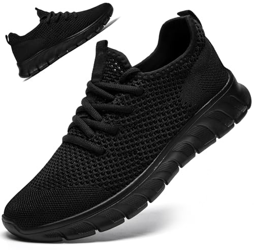 Mens Womens Trainers Running Shoes Slip On Gym Sports Black Size 11 UK