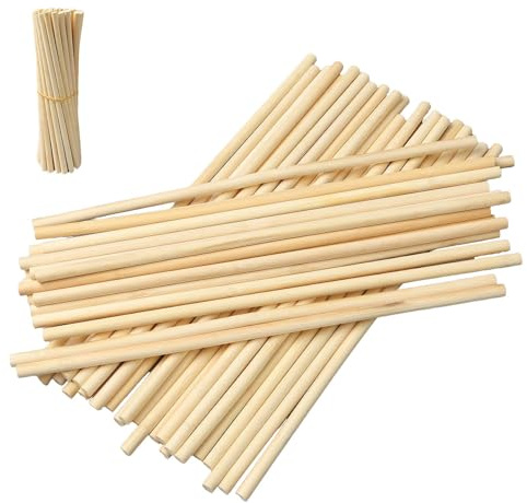 100 Pcs Wooden Dowel Rods, 4mm x 20cm Round Wood Sticks for DIY Crafts, Model Making, Cake Decorating, Home Projects