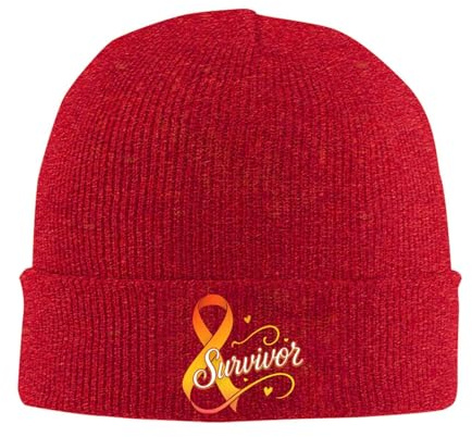 Kidney Disease Survivor Warm Soft Knit Beanie Hat Comfortable Stretch Cap6 Red