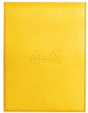 Rhodia 128116C Notizblock N12 (mit Schutzhülle aus Kunstleder, 9,5 x 13 cm, kariert, schick und elegant, ideal für Ihre Notizen) 1 Set, gelb