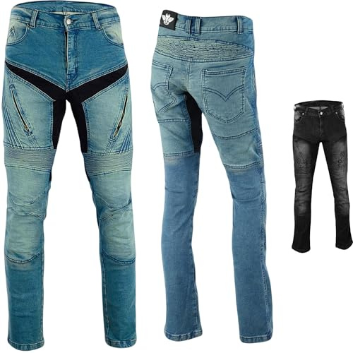 BULLDT Damen Motorradjeans Motorradhose Denim Jeans Hose mit Protektoren 36W / 31L Blau