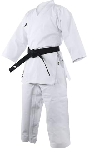 adidas WKF - Uniforme da karate da uomo, donna, bambino, 226,8 g, arti marziali Gi, bianco, 110 UK